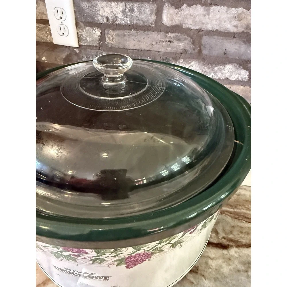 Vintage Rival Crock Pot Model 3355 Purple And Green Grapes 5 Quart Countrycore
